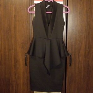 Black Peplum Midi Dress